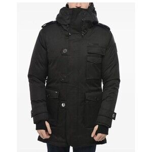 Nobis Men’s Shelby Military Parka-Medium-NWOT-Black, Hood, Zip Pockets